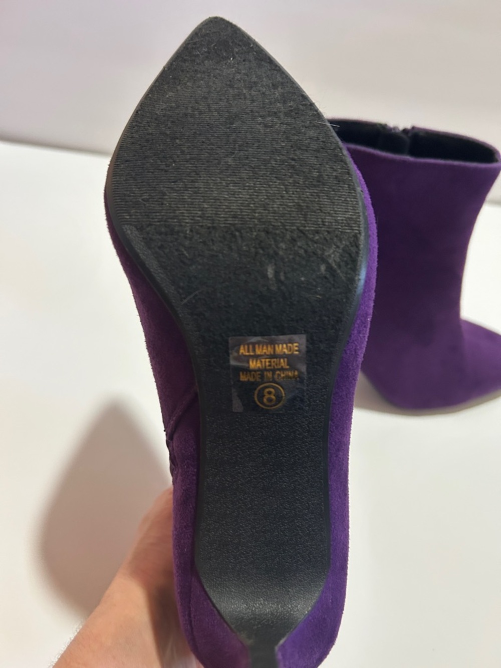 Women's Purple Ankle Boots with Side Zipper - Picture 3 of 8